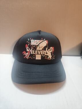 New! 7-Eleven 7-11 Trucker Snapback Hat Christmas Holiday Black NEW